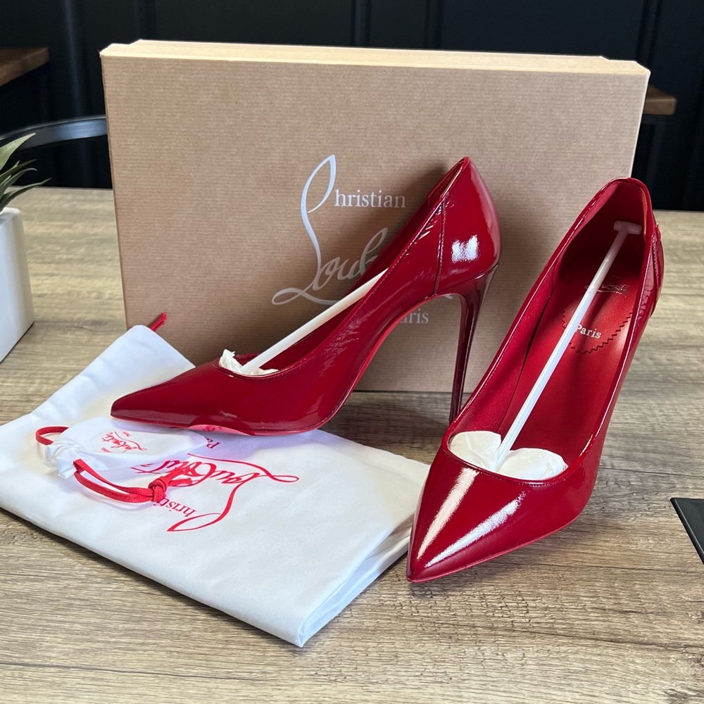 Christian Louboutin Sporty Kate Red Patent Leather Heels Sz EU38